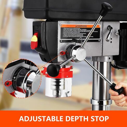 13-Inch Benchtop Drill Press with 7.5 Amp Induction Motor, 288-3084 RPM Variable Speed, 0-45° Tilting 10x10" Worktable, Durable Cast Iron Construction for Wood and Metal in Saudi Arabia