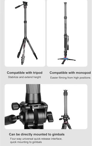 Sanpyl Tripod Extension Pole, 2 Section Center Column Carbon Fiber Extender Rod, 28cm to 44cm Telescopic Stick Monopod with Quick Release Base, Load 11lbs in Saudi Arabia