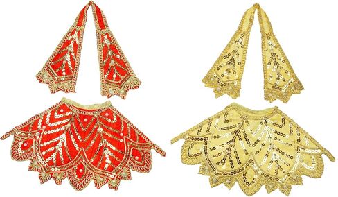 Aditri Creation Set of 3 Laxmi Durga Devi MATA Dress poshak vastra Cloth lehanga Chunari Puja Item for Idol Statues for Indian Traditional Festival(Size :- 3")(Orange+Pink+Light Blue) in Saudi Arabia