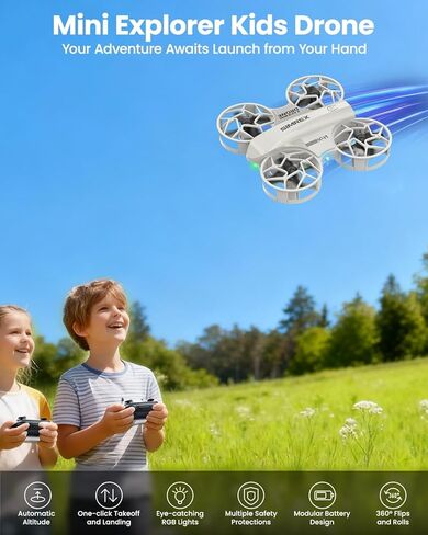 SIMREX Mini Drone للأطفال والمبتدئين، RC Quadcopter مع تثبيت الارتفاع، 3 أوضاع للسرعة، مفتاح واحد للإقلاع/الهبوط، وضع مقطوعة الرأس، أضواء LED رائعة، قلاب حيلة، لعبة هدية مثالية لعيد الميلاد (رمادي) in Kuwait