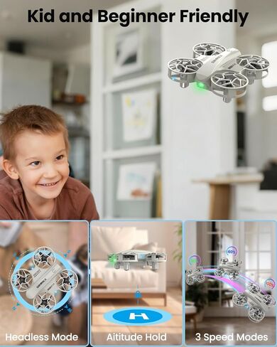 SIMREX Mini Drone للأطفال والمبتدئين، RC Quadcopter مع تثبيت الارتفاع، 3 أوضاع للسرعة، مفتاح واحد للإقلاع/الهبوط، وضع مقطوعة الرأس، أضواء LED رائعة، قلاب حيلة، لعبة هدية مثالية لعيد الميلاد (رمادي) in Kuwait
