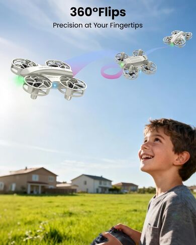 SIMREX Mini Drone للأطفال والمبتدئين، RC Quadcopter مع تثبيت الارتفاع، 3 أوضاع للسرعة، مفتاح واحد للإقلاع/الهبوط، وضع مقطوعة الرأس، أضواء LED رائعة، قلاب حيلة، لعبة هدية مثالية لعيد الميلاد (رمادي) in Kuwait