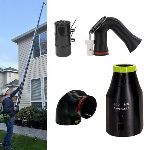 ArloCatcher 30-Foot Gutter Cleaning Kit for RYOBI Leaf Blower 40V 800 CFM RY40HPLB01 Leaf Blower– Two-Story Gutter Cleaning Tools from Ground, Ladder Free, Extension Pole Not Included in Saudi Arabia