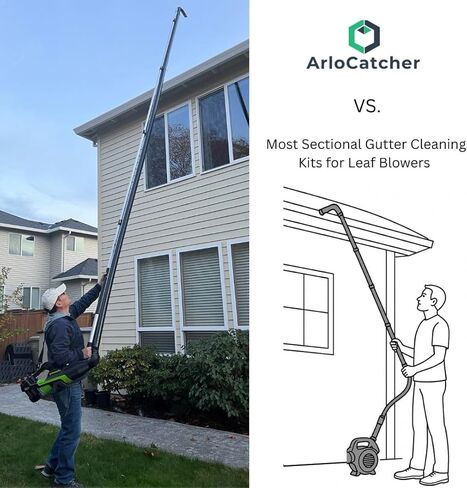 ArloCatcher 30-Foot Gutter Cleaning Kit for RYOBI Leaf Blower 40V 800 CFM RY40HPLB01 Leaf Blower– Two-Story Gutter Cleaning Tools from Ground, Ladder Free, Extension Pole Not Included in Saudi Arabia