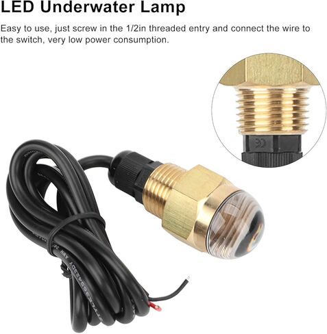 LED قارب استنزاف التوصيل ضوء IP68 1/2in موضوع 840LM مصباح تحت الماء سفينة يخت عالمية in Kuwait