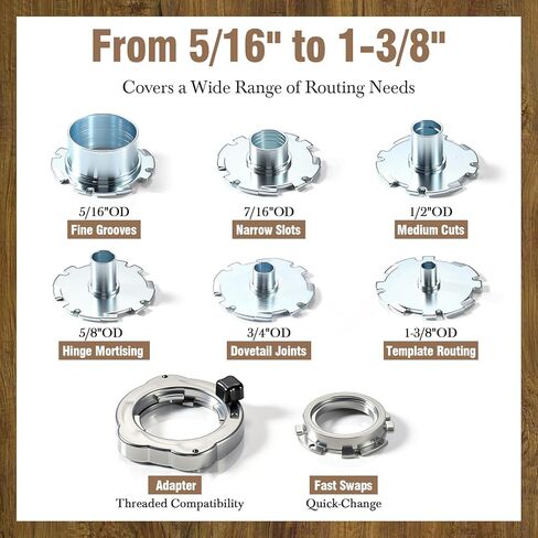 Feekoon 8 Pcs Router Template Guide Set Compatible with Bosch RA1128 Routers Bushing Kit with Adapters, Dovetail Guides and Hinge Guide Woodworking Router Accessories in Saudi Arabia