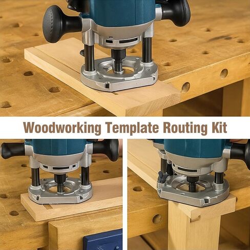 Feekoon 8 Pcs Router Template Guide Set Compatible with Bosch RA1128 Routers Bushing Kit with Adapters, Dovetail Guides and Hinge Guide Woodworking Router Accessories in Saudi Arabia