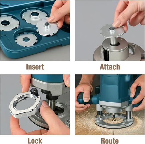 Feekoon 8 Pcs Router Template Guide Set Compatible with Bosch RA1128 Routers Bushing Kit with Adapters, Dovetail Guides and Hinge Guide Woodworking Router Accessories in Saudi Arabia