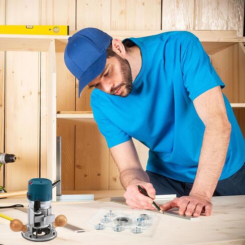 Feekoon 8 Pcs Router Template Guide Set Compatible with Bosch RA1128 Routers Bushing Kit with Adapters, Dovetail Guides and Hinge Guide Woodworking Router Accessories in Saudi Arabia