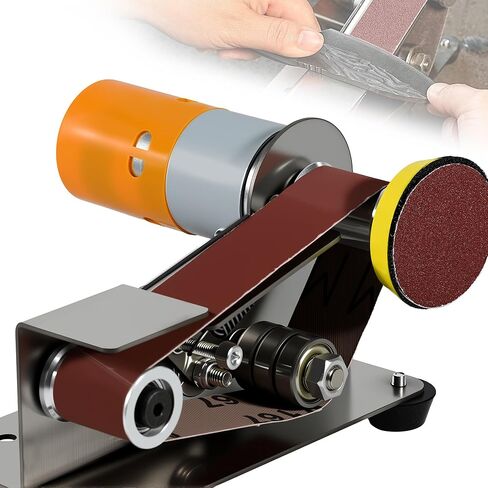 30mm Mini Belt Sander, Sander Tool w/ 7-Gear Speed Control, 15 Degree Knife Sharpener Electric Sander Sanding Machine w/Buffing & Grinding Wheel for Woodworking Metal Working Knife Sharpening in Saudi Arabia