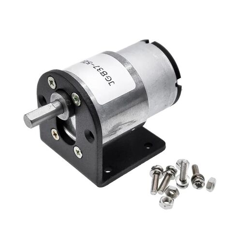 JGB37-520 High Torque Gear Motor, 12V 24V DC Gearmotor with Brush Commutation, Permanent Magnet Design, Speed Range 5-600 RPM, Totally Enclosed (45RPM 24V with Bracket) in Saudi Arabia