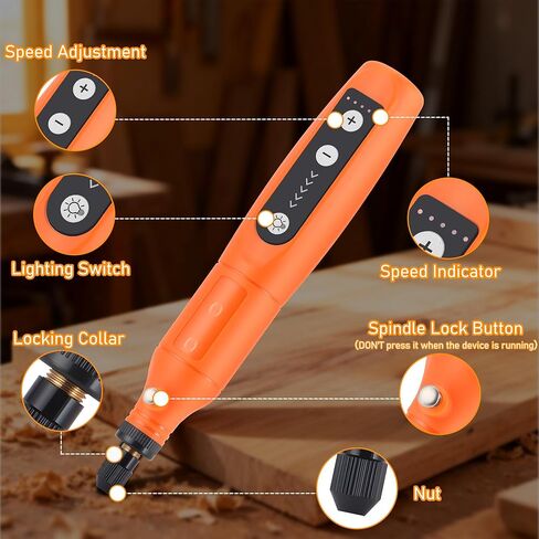 Lichamp Mini Cordless Rotary Tool, 5 Speed 3.7V Rechargeable Rotary Tool Kit with Type-C, for Engraving, Sanding, Polishing, Drilling, Grinding, Small DIY Crafts in Kuwait