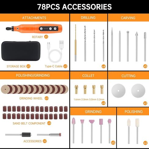 Lichamp Mini Cordless Rotary Tool, 5 Speed 3.7V Rechargeable Rotary Tool Kit with Type-C, for Engraving, Sanding, Polishing, Drilling, Grinding, Small DIY Crafts in Kuwait