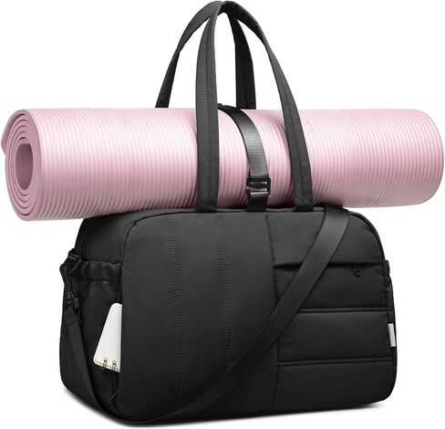 CAMTOP Gym Bag for Women with Yoga Mat Holder,16 Inches Quilted Duffle Bag for Travel Tote with Muiti-Pockets Lightweight Carry on Water resistant Overnight Weekender Personal Item Bags in Saudi Arabia