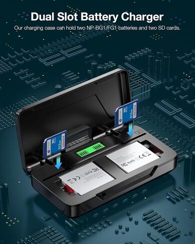 FirstPower NP-BG1 بطارية 2 حزمة وشاحن بطارية ثنائي القناة لسوني NP-BG1 NP-FG1، Cyber-Shot DSC-H3 H7 H9 H10 H20 H50 H55 H70 HX5V HX7V HX9V HX10V HX30V W30 W50 W55 W70 W80 W120 W150 W220 W230 in Kuwait