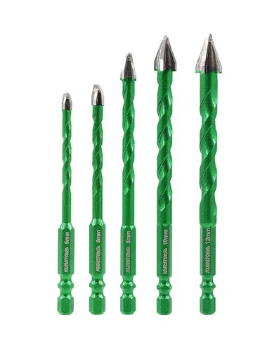 Masonry Drill Bit Set, 10pcs 3/16"-1/2" Carbide Eccentric Drill Bit Quick Change Shank for Ceramic Tile Wood Plastic Masonry Glass in Saudi Arabia