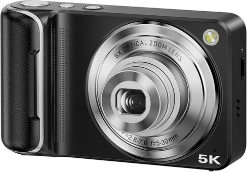5K Digital Camera for Photography with 6X Optical Zoom, 64MP Autofocus WiFi Vlogging Camera for YouTube with Dual Lens, Compact Point and Shoot Digital Cameras with Touch Screen, 32GB Card,2 Batteries in Kuwait