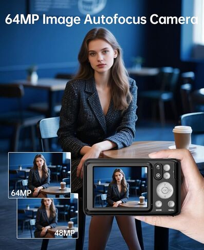 5K Digital Camera for Photography with 6X Optical Zoom, 64MP Autofocus WiFi Vlogging Camera for YouTube with Dual Lens, Compact Point and Shoot Digital Cameras with Touch Screen, 32GB Card,2 Batteries in Kuwait