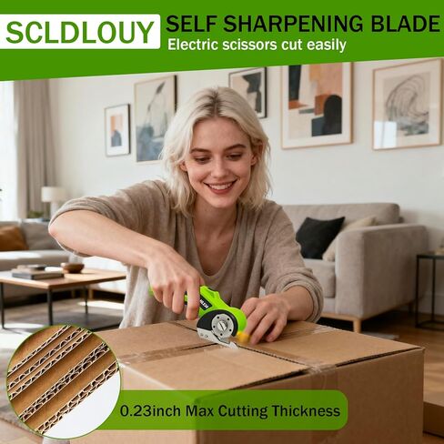 High-Speed ​​Cardboard Cutter, Cordless Rechargeable Electric Scissors with Safety Lock and LED Light, Rotating Blade for Cardboard Fabric Carpet (Green) in Saudi Arabia