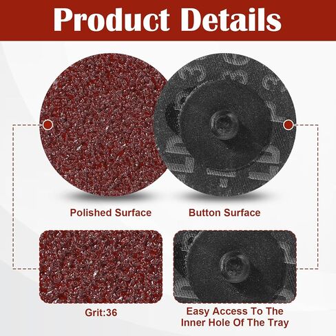 150 Pieces 2 Inch Sanding Discs 36 Grit Roll Lock Die Grinder for Die Grinder Surface Prep Sanding Disc for Surface Prep Strip Grind Polish Finish Burr Rust Paint Removal Red in Saudi Arabia