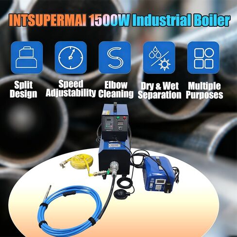 INTSUPERMAI 1500 واط منظف أنبوب الغلايات الصناعية، آلة تنظيف خطوط أنابيب الغلايات 110 فولت/220 فولت، منظف أنابيب المبادل الحراري مع رؤوس فرش عمود 26 قدم لأنابيب 12-36 مم/0.47-1.42 بوصة in Kuwait