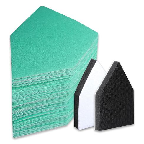 80PCS 3.5 x 2.5in Sander Detail Sandpaper and 2 Cushion Pads Compatible with Milwaukee M12 Sanders, 80 120 150 180 240 Grit, Durable Triangle Detail Sanding Paper in Saudi Arabia