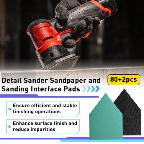 80PCS 3.5 x 2.5in Sander Detail Sandpaper and 2 Cushion Pads Compatible with Milwaukee M12 Sanders, 80 120 150 180 240 Grit, Durable Triangle Detail Sanding Paper in Saudi Arabia