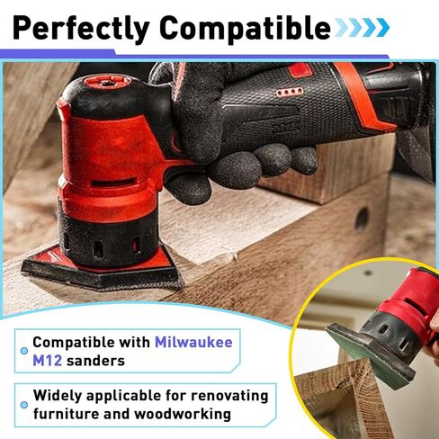 80PCS 3.5 x 2.5in Sander Detail Sandpaper and 2 Cushion Pads Compatible with Milwaukee M12 Sanders, 80 120 150 180 240 Grit, Durable Triangle Detail Sanding Paper in Saudi Arabia