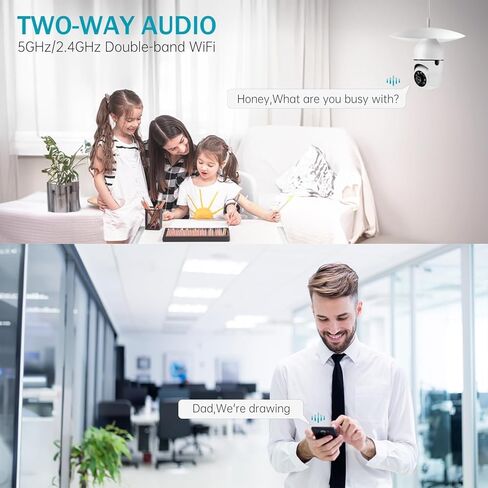 كاميرا مراقبة بمصباح كهربائي، كاميرات أمان WiFi 5G و2.4 جيجا هرتز لاسلكية في الهواء الطلق لأمن المنزل، رؤية ليلية ملونة ثنائية الاتجاه، كاميرا بمقبس إضاءة 2 في 1، إنذار صفارة إنذار للكشف عن الحركة in Kuwait