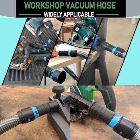 خرطوم مكنسة كهربائية بطول 16 قدم من Shop Vac Hose لنظام مكنسة كهربائية للمنزل والمتجر مع 6 محولات لأداة طاقة النجارة وآلة الصنفرة، متوافق مع العلامات التجارية المتعددة، خرطوم مكنسة كهربائية باللون الرمادي الفضي in Kuwait