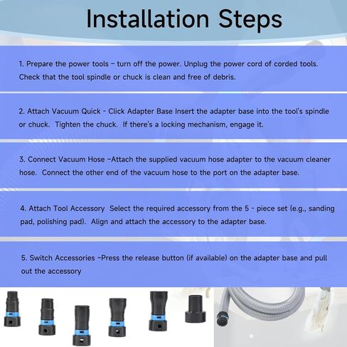 خرطوم مكنسة كهربائية بطول 16 قدم من Shop Vac Hose لنظام مكنسة كهربائية للمنزل والمتجر مع 6 محولات لأداة طاقة النجارة وآلة الصنفرة، متوافق مع العلامات التجارية المتعددة، خرطوم مكنسة كهربائية باللون الرمادي الفضي in Kuwait