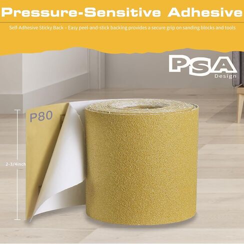 مجموعة ورق الصنفرة الطويلة 80، 180، 320 حبيبة PSA، إجمالي 15 ياردة، عرض 2-3/4 بوصة، بكرة ورق صنفرة مستمرة، بكرة صنفرة ذاتية اللصق لأعمال النجارة وكتل صنفرة السيارات in Kuwait