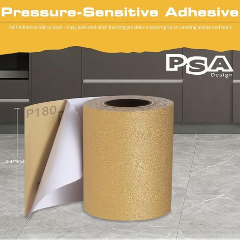 مجموعة ورق الصنفرة الطويلة 80، 180، 320 حبيبة PSA، إجمالي 15 ياردة، عرض 2-3/4 بوصة، بكرة ورق صنفرة مستمرة، بكرة صنفرة ذاتية اللصق لأعمال النجارة وكتل صنفرة السيارات in Kuwait