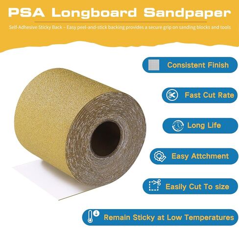 مجموعة ورق الصنفرة الطويلة 80، 180، 320 حبيبة PSA، إجمالي 15 ياردة، عرض 2-3/4 بوصة، بكرة ورق صنفرة مستمرة، بكرة صنفرة ذاتية اللصق لأعمال النجارة وكتل صنفرة السيارات in Kuwait
