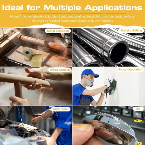 مجموعة ورق الصنفرة الطويلة 80، 180، 320 حبيبة PSA، إجمالي 15 ياردة، عرض 2-3/4 بوصة، بكرة ورق صنفرة مستمرة، بكرة صنفرة ذاتية اللصق لأعمال النجارة وكتل صنفرة السيارات in Kuwait