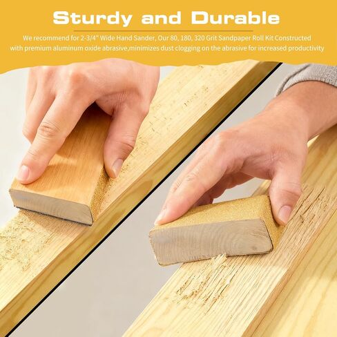 مجموعة ورق الصنفرة الطويلة 80، 180، 320 حبيبة PSA، إجمالي 15 ياردة، عرض 2-3/4 بوصة، بكرة ورق صنفرة مستمرة، بكرة صنفرة ذاتية اللصق لأعمال النجارة وكتل صنفرة السيارات in Kuwait