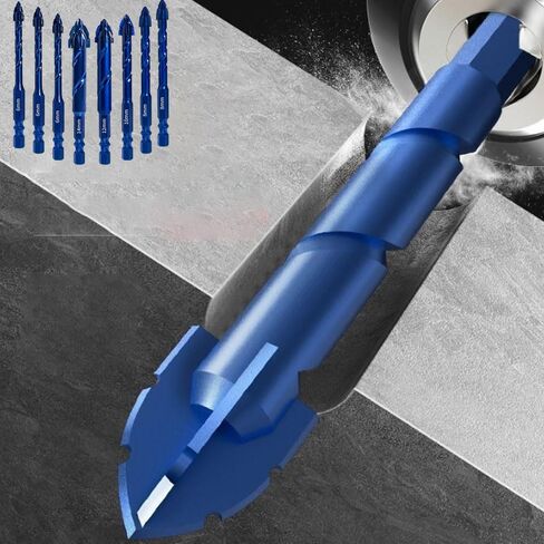 8PCS Serrated Masonry Drill Bits, Upgraded Spiral Design, Multi-Material Concrete Drill Set for Tile, Glass, Metal, Blue in Saudi Arabia