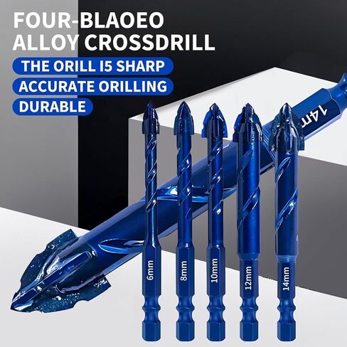 8PCS Serrated Masonry Drill Bits, Upgraded Spiral Design, Multi-Material Concrete Drill Set for Tile, Glass, Metal, Blue in Saudi Arabia