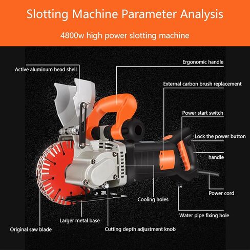 4800W Electric Wall Groove Cutting Machine, Wall Chaser, for Brick Concrete Grooving Slotting, Power Masonry Saw, with 5Pcs Saw Blades in Saudi Arabia
