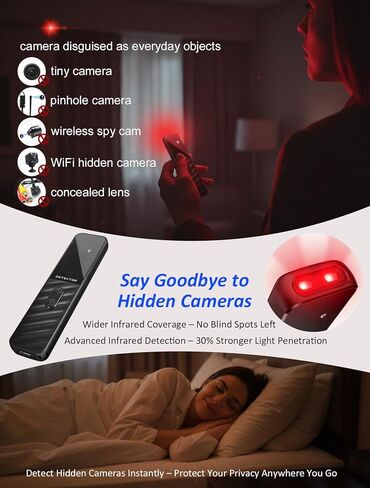 Hidden Camera Detectors, Anti Spy Bug Camera Finder & GPS Tracker Detector, Anti-Theft Alarm, 6-Level Sensitivity, 168H Battery, Privacy Pen Hidden Device Detector for Travel, Hotel, Home, Car, Office in Saudi Arabia