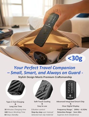 Hidden Camera Detectors, Anti Spy Bug Camera Finder & GPS Tracker Detector, Anti-Theft Alarm, 6-Level Sensitivity, 168H Battery, Privacy Pen Hidden Device Detector for Travel, Hotel, Home, Car, Office in Saudi Arabia