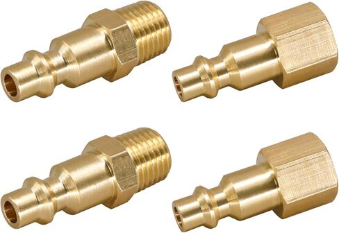 تركيب خرطوم الهواء من النحاس الصناعي من النوع D، محول قابس NPT 1/4 للضواغط والأدوات الهوائية والتطبيقات الصناعية، 300 رطل لكل بوصة مربعة (4 قطع) in Kuwait