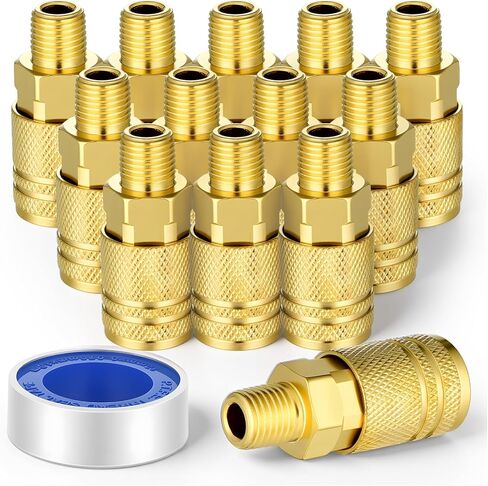 12 Pcs 1/4 Inch Male Industrial Coupler, 1/4" Air Hose Fittings, NPT Male Quick Connect Air Coupler, Airs Tool Fittings, 1/4-Inch Airs Line Quick Connect Fitting in Kuwait
