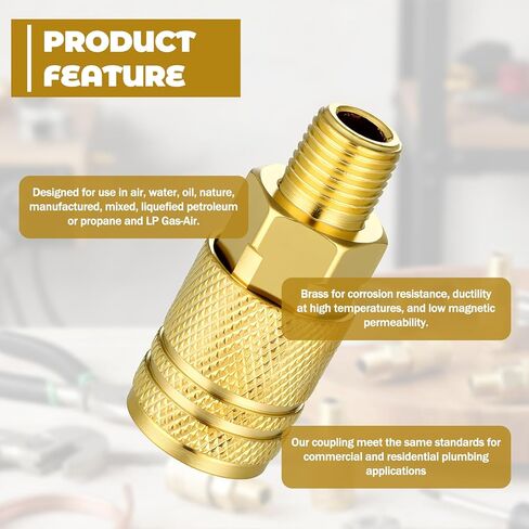 12 Pcs 1/4 Inch Male Industrial Coupler, 1/4" Air Hose Fittings, NPT Male Quick Connect Air Coupler, Airs Tool Fittings, 1/4-Inch Airs Line Quick Connect Fitting in Kuwait