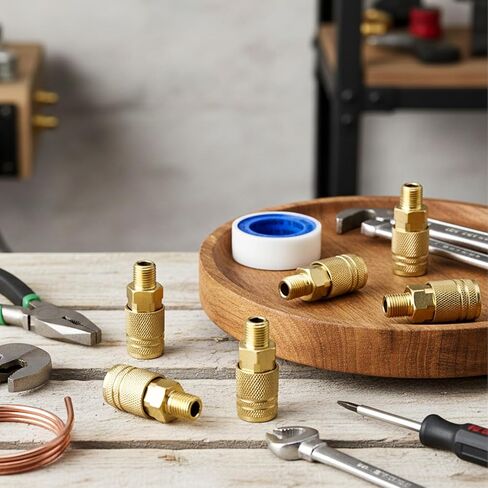 12 Pcs 1/4 Inch Male Industrial Coupler, 1/4" Air Hose Fittings, NPT Male Quick Connect Air Coupler, Airs Tool Fittings, 1/4-Inch Airs Line Quick Connect Fitting in Kuwait