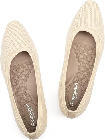 FRANK MULLY Women's Knit Ballet Flat Foldable Squared Toe Shoes Slip-On Dressy Flats Shoes Casual Business Work Office in Saudi Arabia