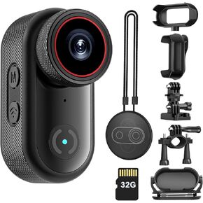 4K Thumb Action Camera,POV Cameras Wearable Small Body Camera,Portable Vlogging Hands-Free POV Recording Sport Action Video Cam, Helmet Cam for Pet Walking,Cycling, Motorcycle(32GB,Black) in Kuwait