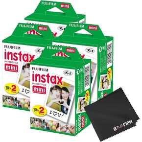 فيلم كاميرا Fujifilm Instax Mini الفوري: إجمالي 20 لقطة، (10 ورقات × 2) - التقط الذكريات في أي وقت وفي أي مكان - حل القماش الشامل والأداء النهائي من Boomph للحصول على جودة صورة مثالية in Kuwait