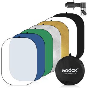 خلفية شاشة Godox مقاس 39x59 بوصة/100x150 سم Chromakey باللون الأخضر والأزرق، عاكس خلفية بيضاوي قابل للطي 7 في 1 مع مشبك حامل وحقيبة للتصوير في الاستوديو in Kuwait