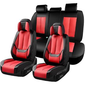 Coverado Car Seat Covers Full Set, Seat Covers for Cars, Black Car Seat Protector Waterproof, Nappa Leather Car Seat Cushion, Car Seat Covers Front Seats and Back Fit for Most Cars in Saudi Arabia
